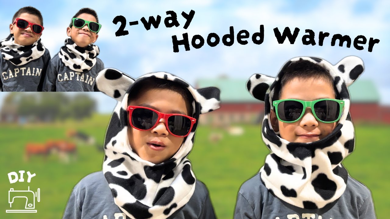 Only 3 Seams! ✂️ Kids & Adults 2-Way Hooded Fleece Neck Warmer 🐮❄️Beginner-Friendly DIY