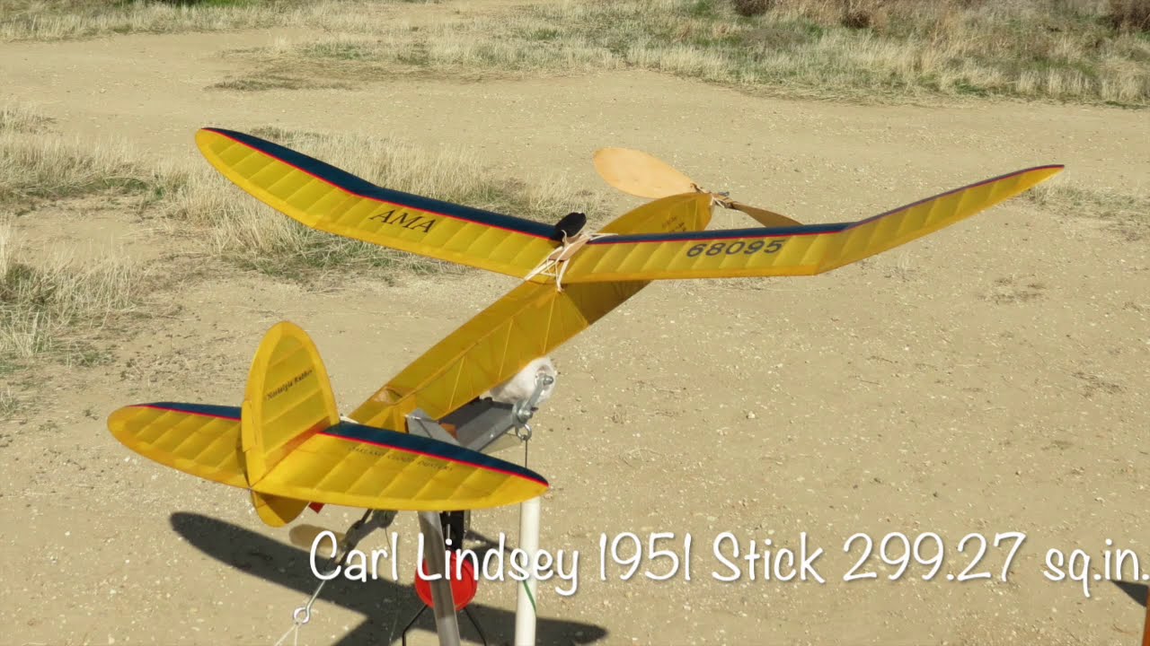 Lost Hills Free Flight Vintage Rubber Power Nostalgia Carl Lindsey 1951 Stick Model Airplane