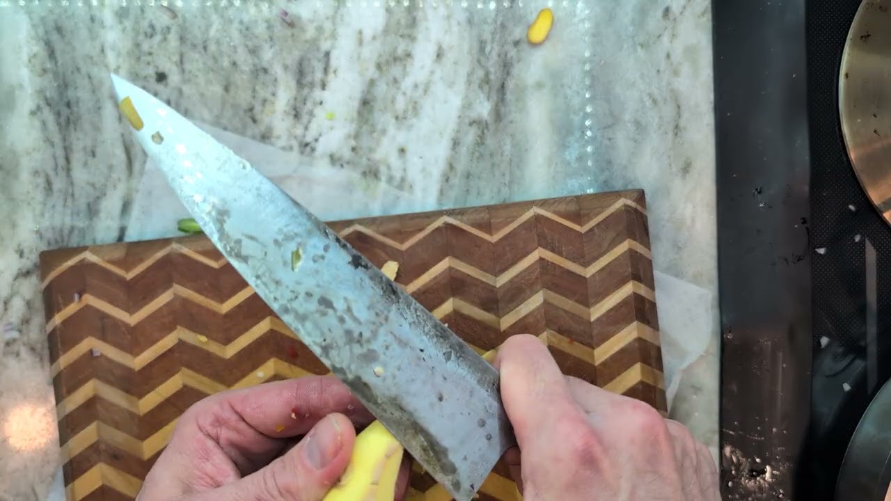 Chopping some veggies with a 210 Henry Hyde gyuto chef knife 