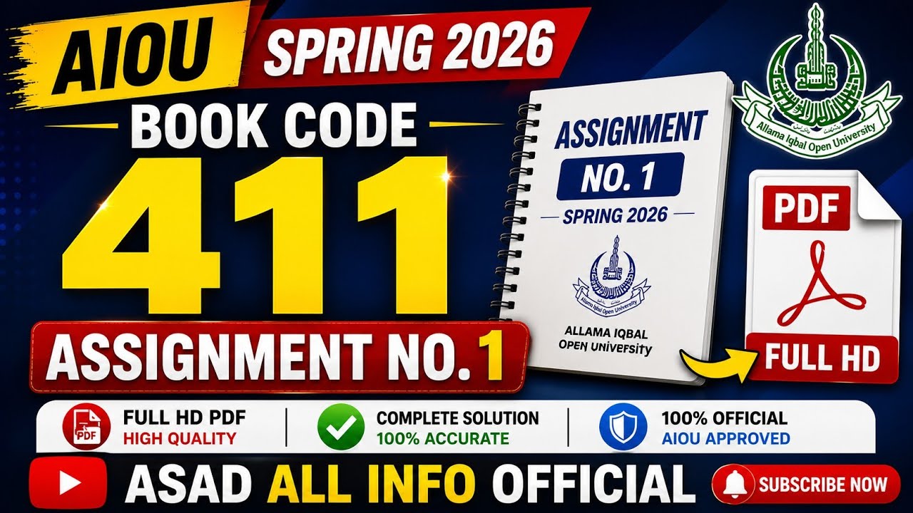 AIOU 411 Assignment No. 1 Spring 2026 | Book Code 411 | Full HD PDF | Solved Assignment