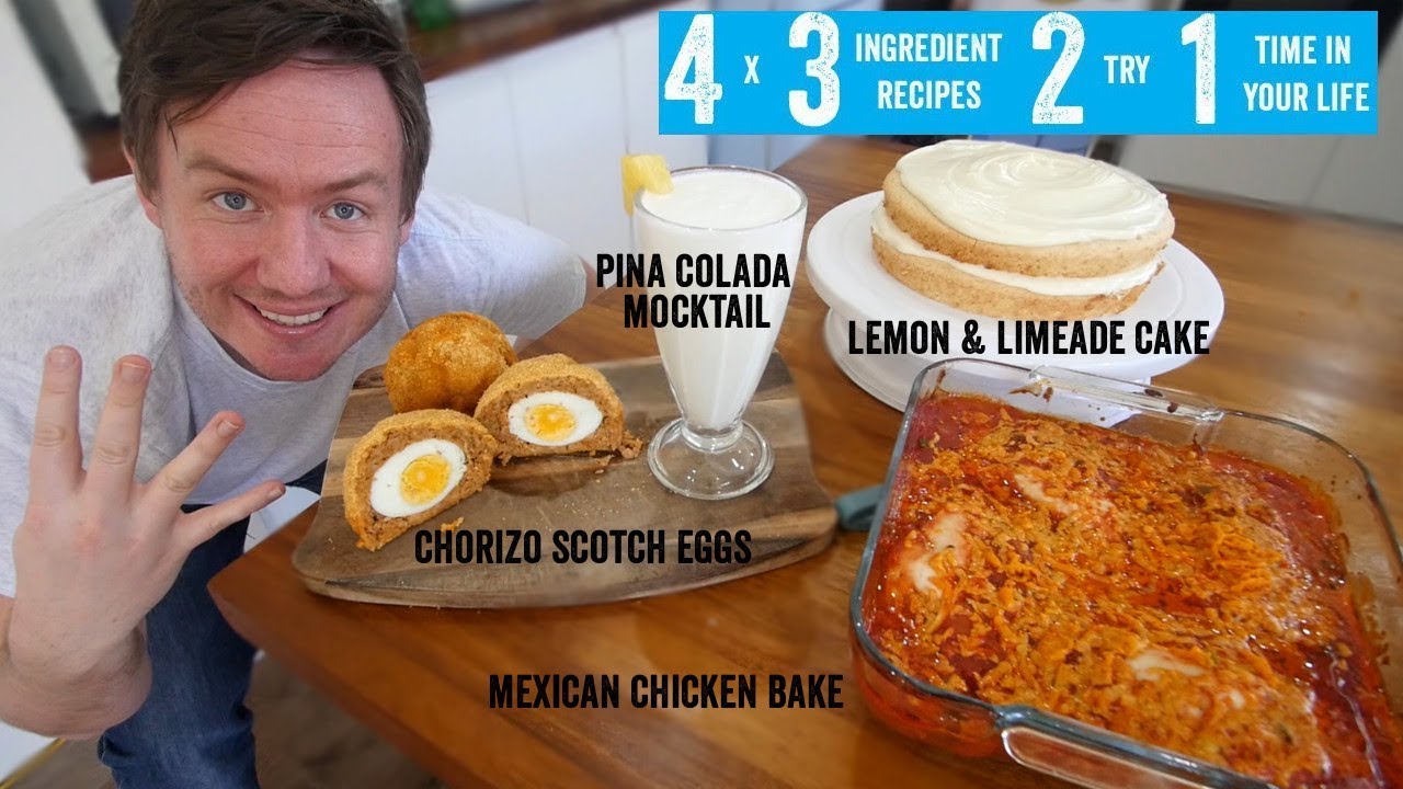 Make a 3 Course Meal & a drink with 3 Ingredients each | Ft Lemonade Cake!