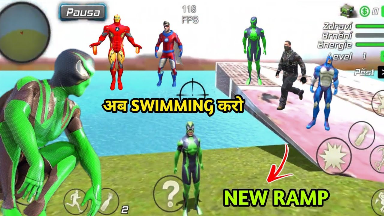 New update Swimming and Ramp🔥| rope hero game | rope frog ninja hero new update