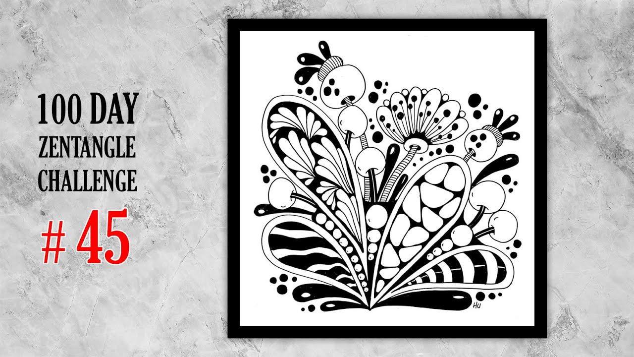 45 # 100 days of tangling | zentangle 100 day challenge | zentangle doodle art | zentangle art