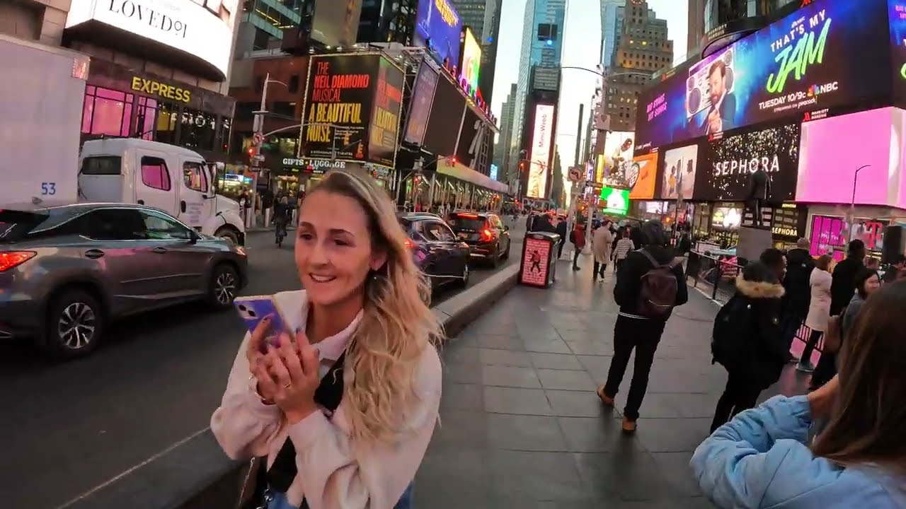 Times Square New York City in March 4K