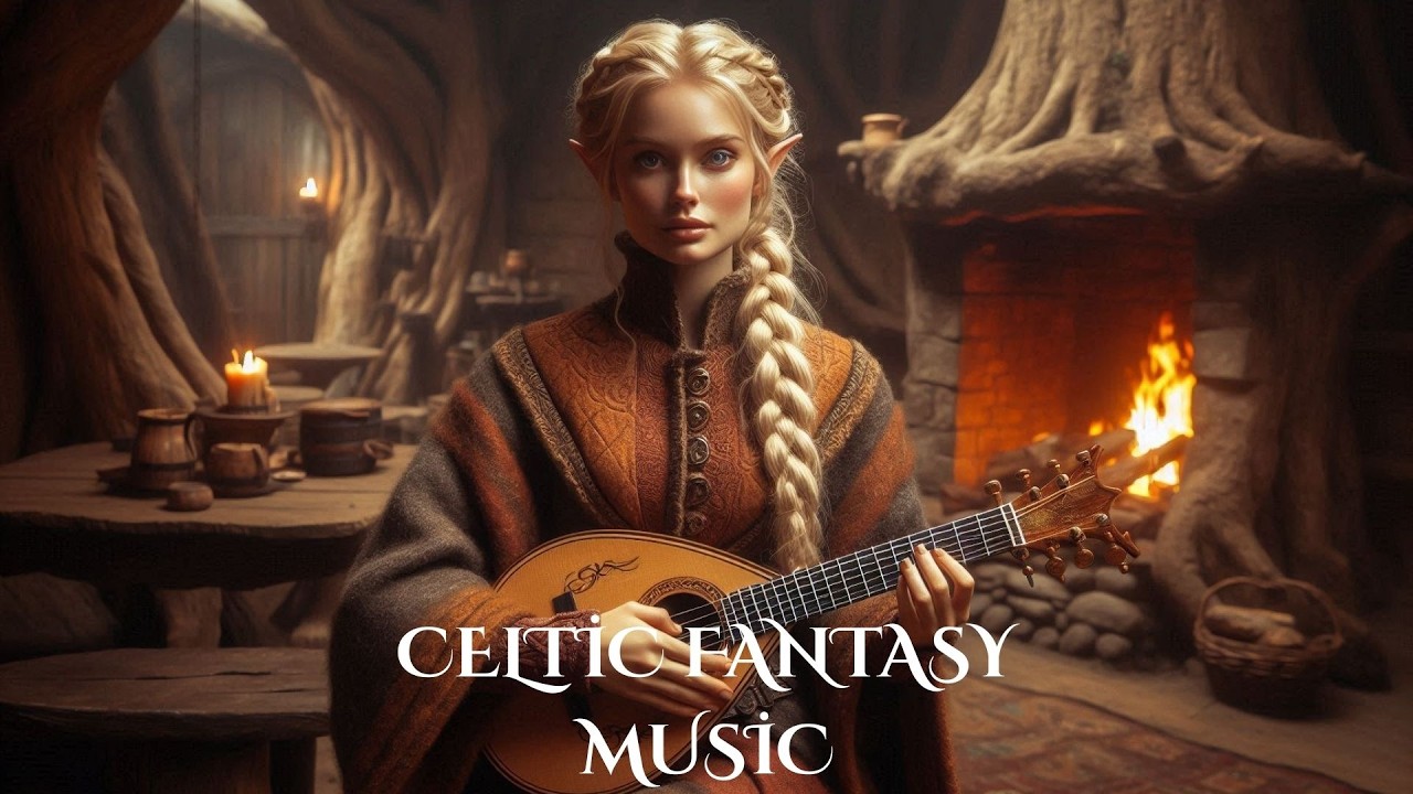Cozy Elven Tavern 🦖 Ancient Oak Hearth | Relaxing Celtic Mandolin Music & Fireplace Ambience for RPG