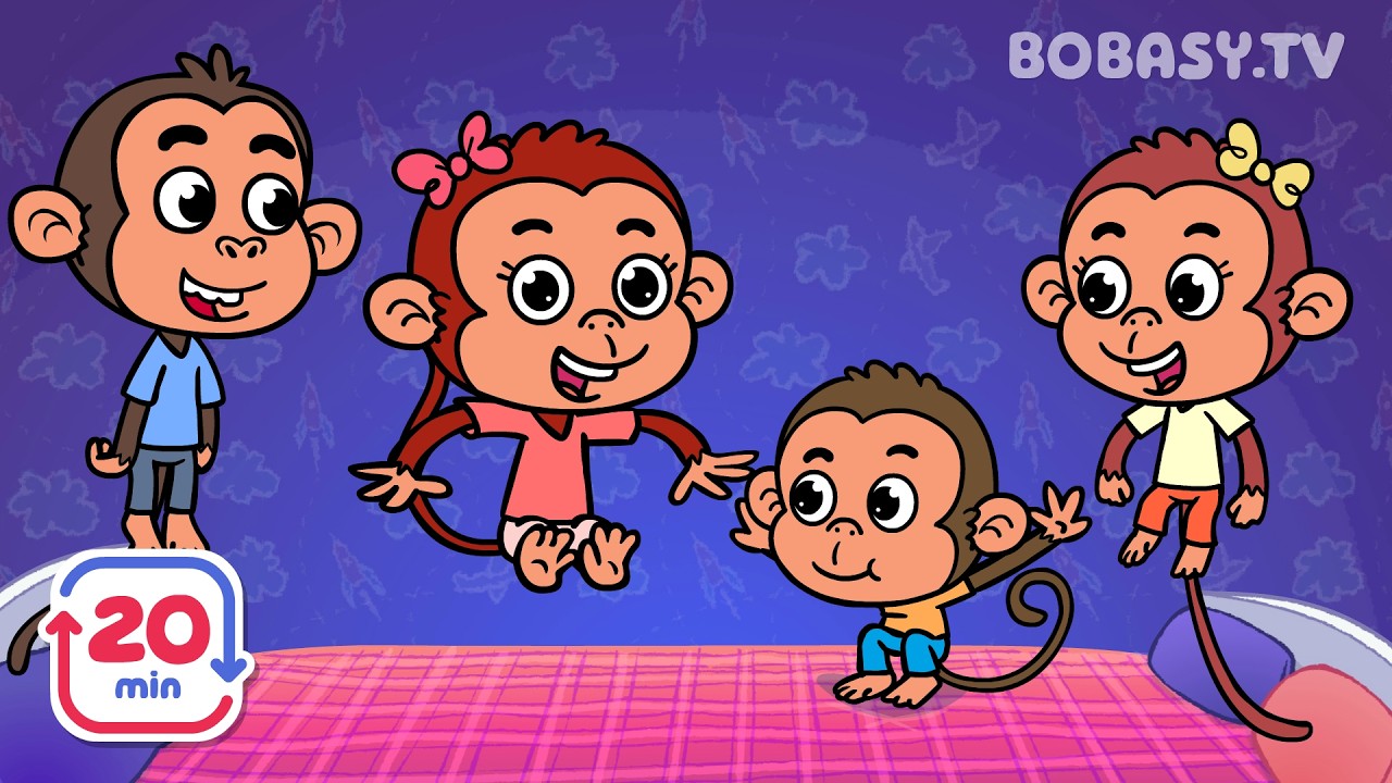 Pięć Malutkich Małpek 🐵 | AU! | Piosenka dla Dzieci (20 Minut) 🎵 Bobasy TV