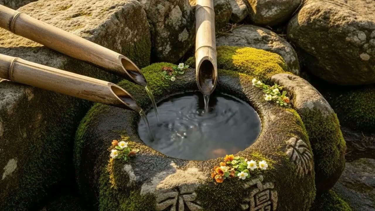 Bamboo Water Sounds + Relaxing Piano Music 🌿 Insomnia Relief & Deep Relaxation