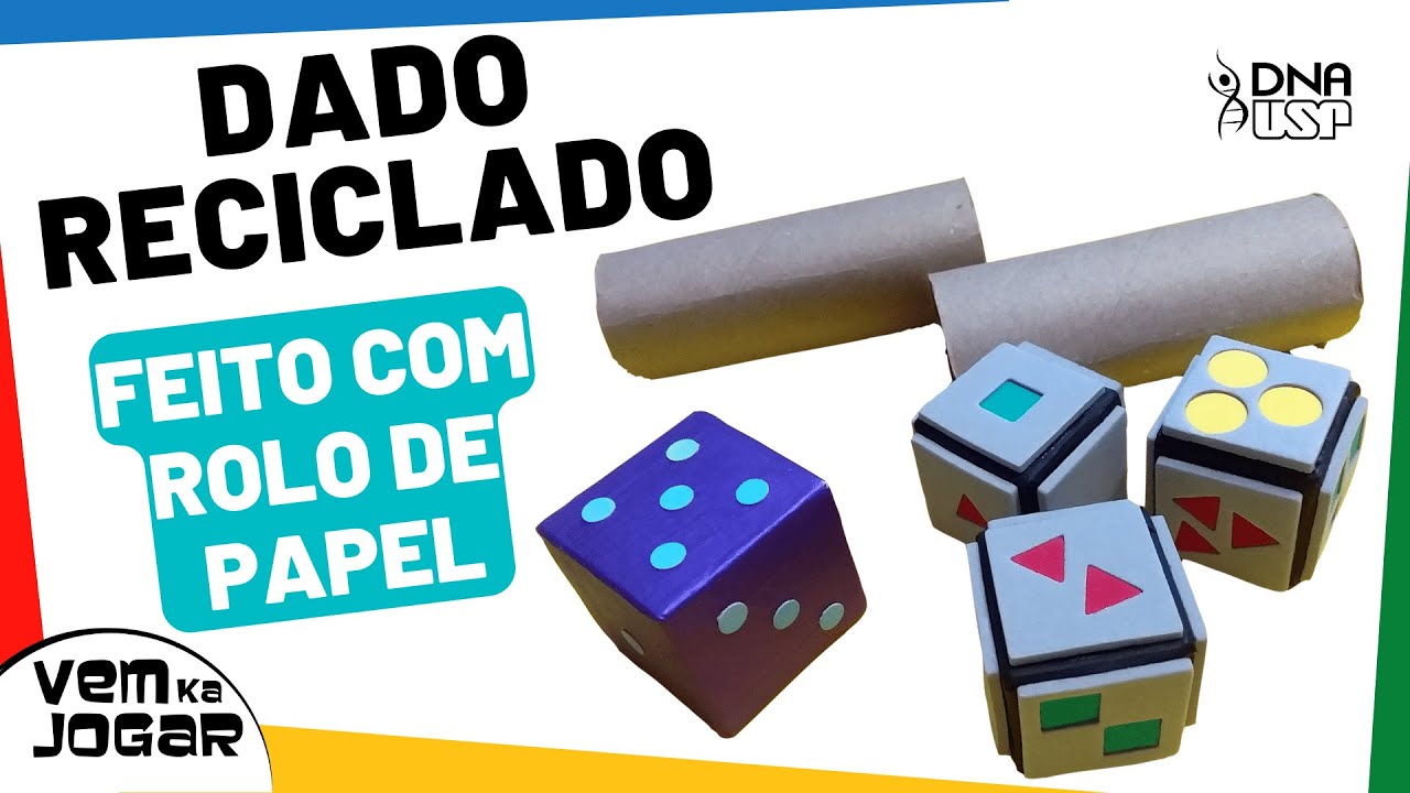 COMO FAZER DADO RECICLADO COM ROLO DE PAPEL HIGIÊNICO
