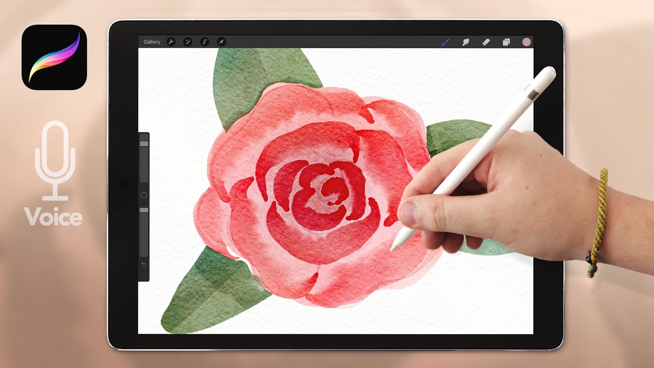 Procreate Watercolor Tutorial: Simple Rose Floral