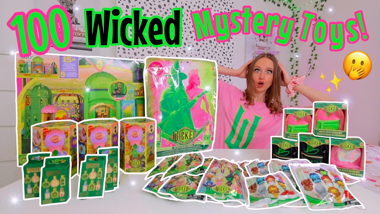 Распаковка 100 *загадочных* игрушек Wicked!!😱🫧🧹🩷💚 (Гигантский игровой набор, воздушные шарики Oz,...