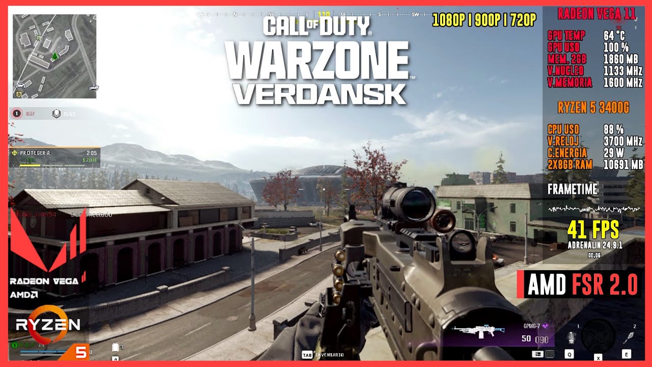 Call of Duty Warzone  | Ryzen 5 3400G | Gr&aacute;ficos Vega 11 | 16GB Dual 3200 MHz