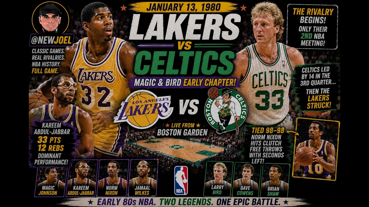 Magic vs Bird Rookie Showdown! Lakers vs Celtics 1980 | Kareem Carries LA at Boston Garden
