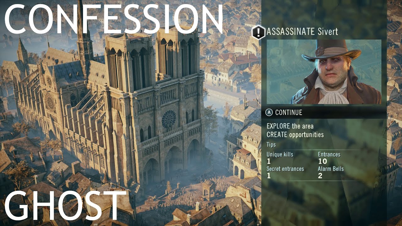 AC Unity - Confession - Ghost / Targets Only (4k/60fps)