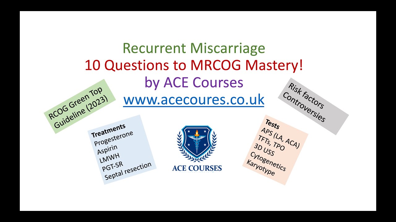 Recurrent Miscarriage for the MRCOG. 10 Questions to MRCOG Mastery. RCOG Guideline (Green Top).