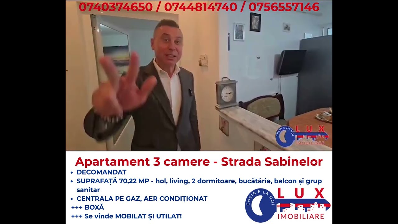 VÂNDUT - ID 3601 Apartament 3 camere - Strada Sabinelor
