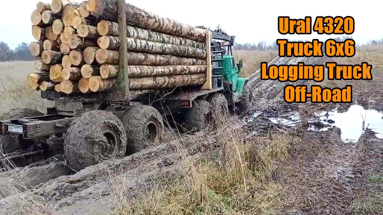 Ural 4320 Truck 6x6 Logging Truck Muddy Roads | Old Trucks Off-Road