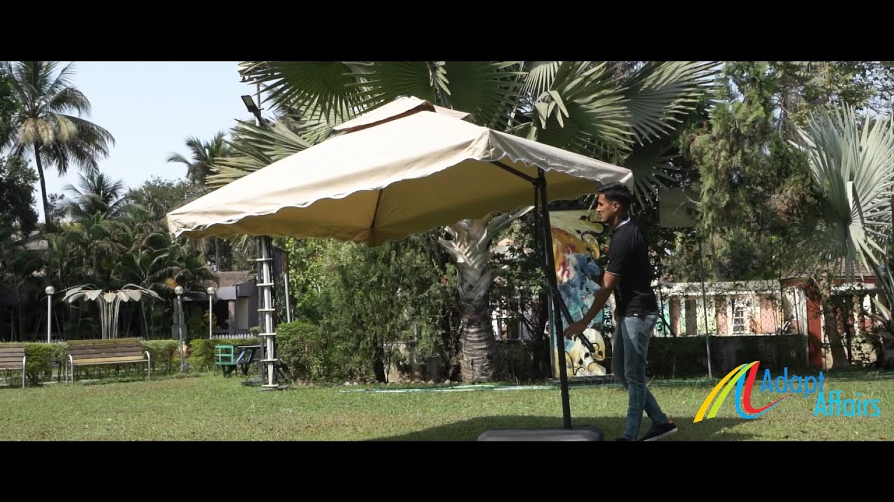 Adapt Affairs Side Pole MS Square Patio Umbrella with water base Installation