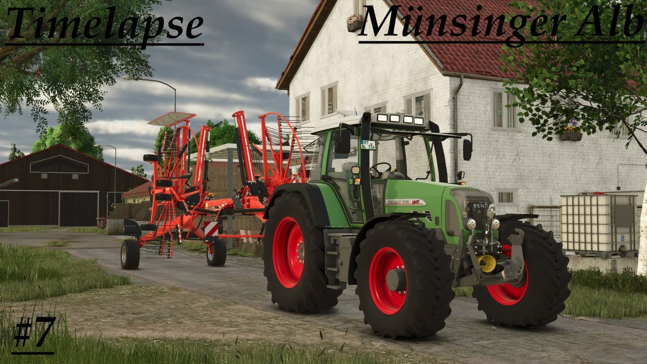 Landwirtschafts Simulator 25 Timelapse Münsinger Alb #7 Heu Schwaden und Pressen mit Fendtpower!