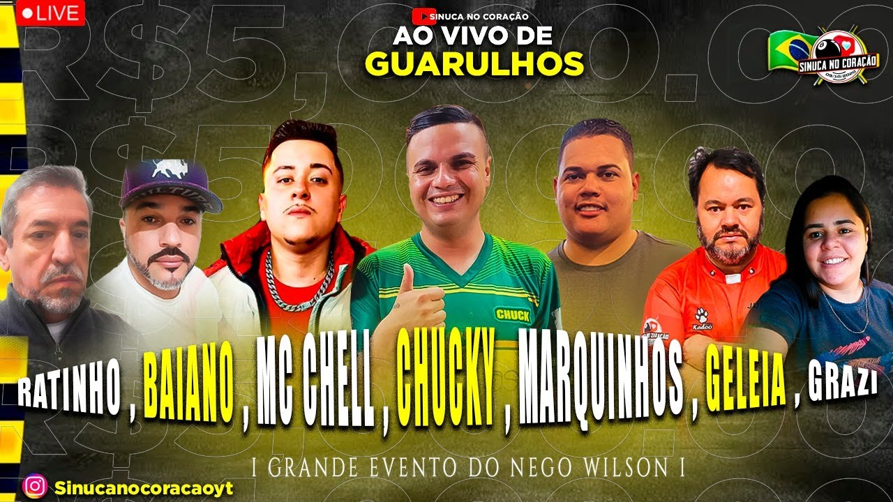 chucky , mc chell , marquinhos no SAL&Atilde;O.... TORNEIO NEGO WILSON - GUARULHOS I SINUCA AO VIVO