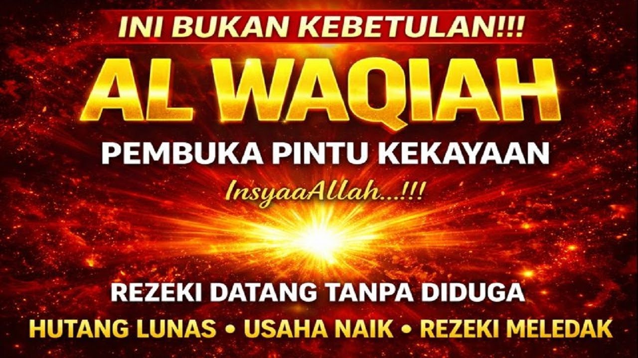 Bacaan Al Quran Merdu,  Surah Al Waqiah, Putar dan dengarkan saat aktivitas pembuka pintu kekayaan