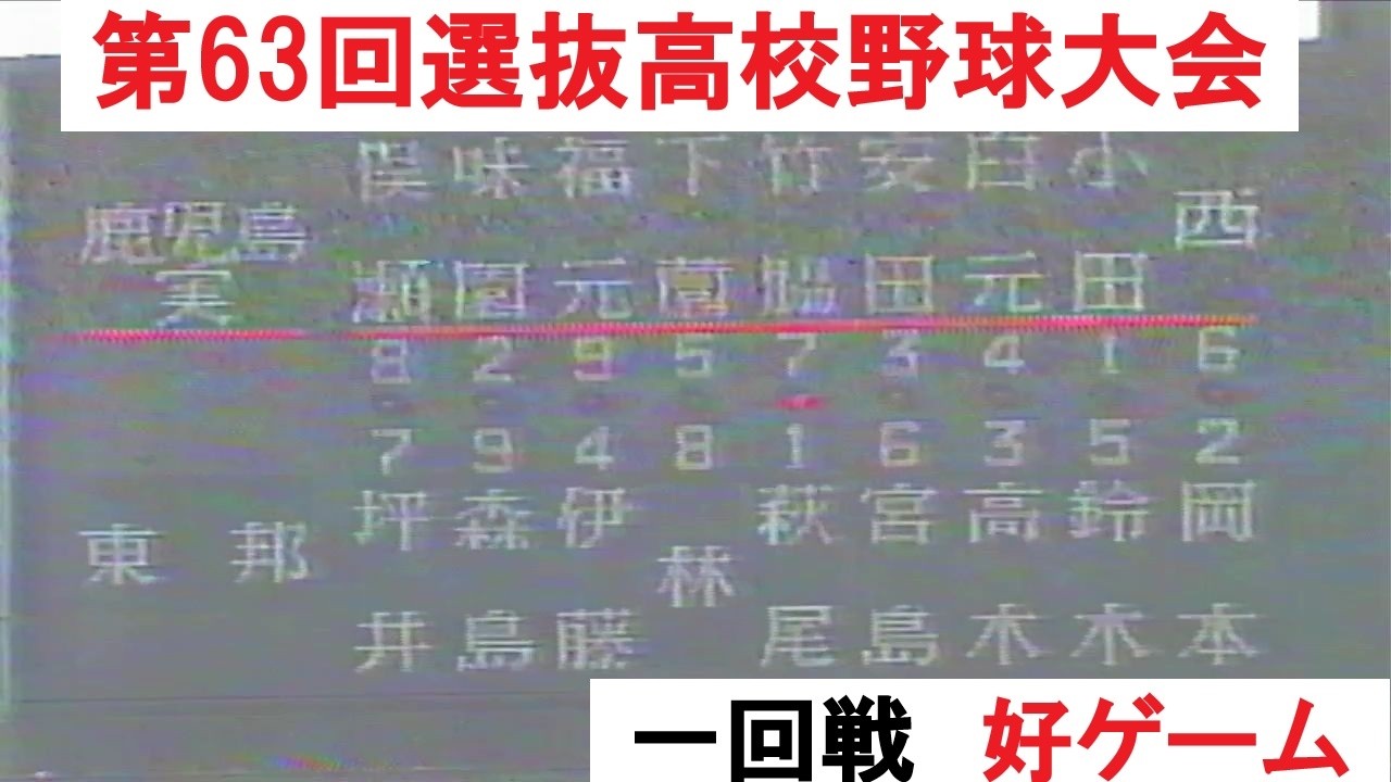 第63回選抜高校野球大会 一回戦　鹿児島実業対東邦フル　好ゲーム