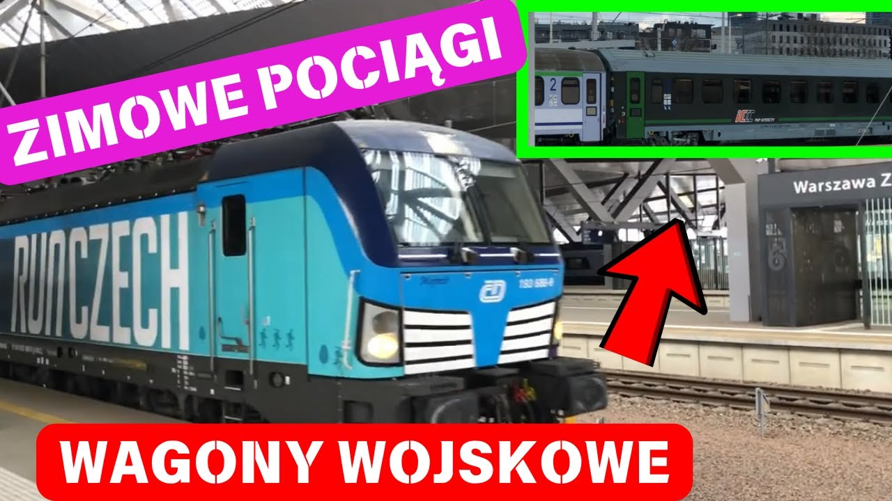 Zimowe pociągi. Niespodzianki na IC Sobieski i wojskowe wagony!!!