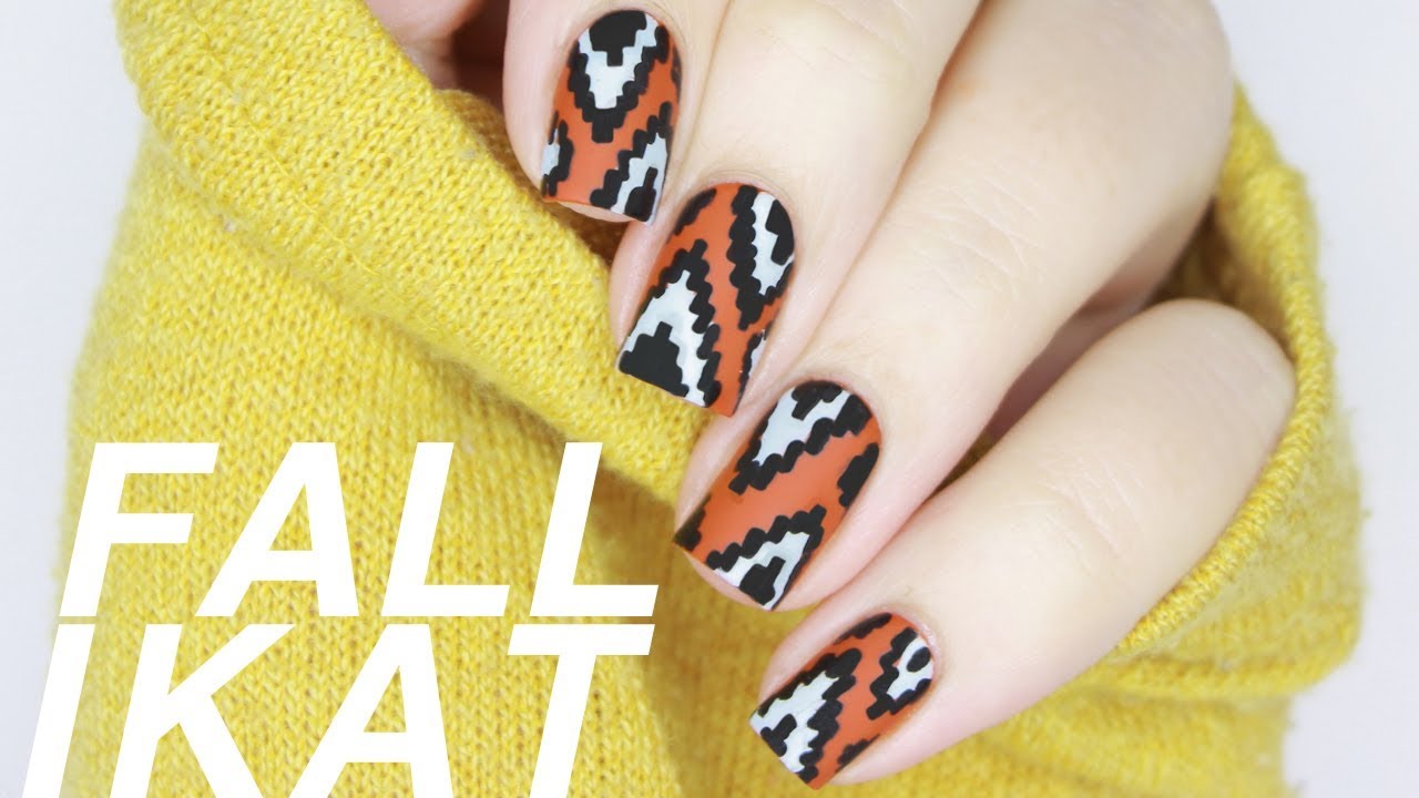 Autumnal Ikat 🍂 Easy Fall Nail Art