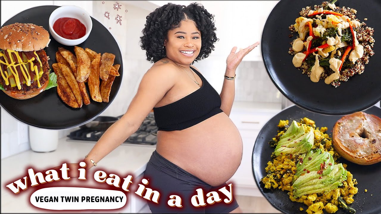 9 Months Pregnant w/ Twins | WHAT I EAT IN A DAY (vegan 🌱)