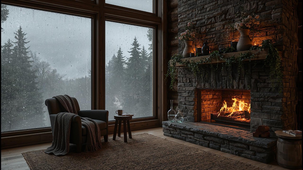 GOD IS GOOD | Worship Piano Instrumental by a Cozy Fireplace & Rain Sound