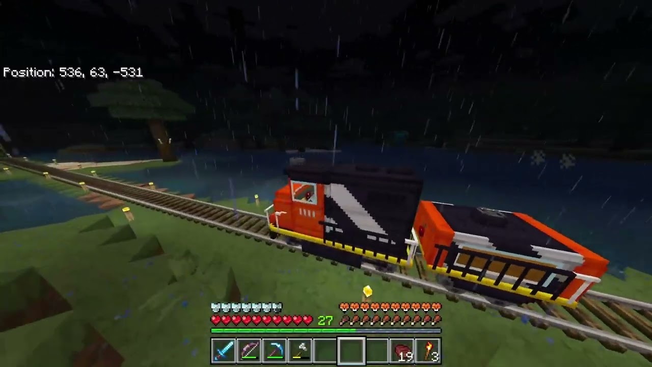 Modded Minecraft Train Track Tour