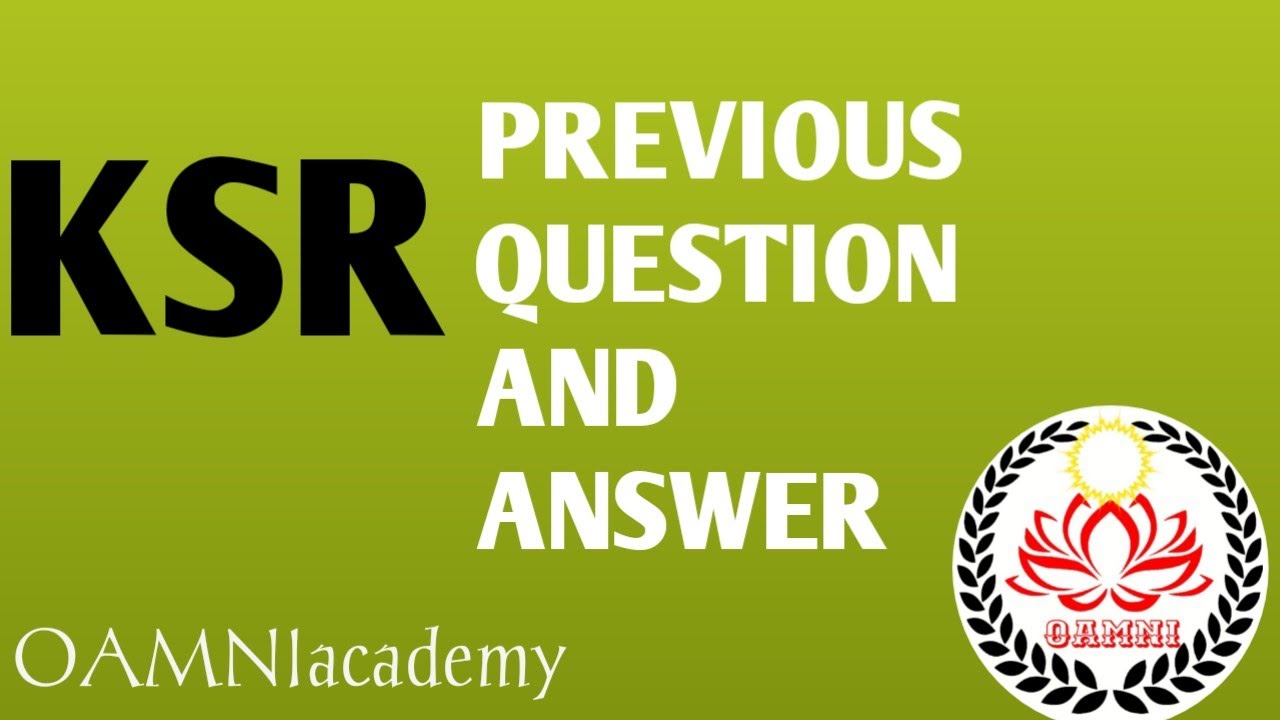 KSR previous question and answers/ Department al test classes