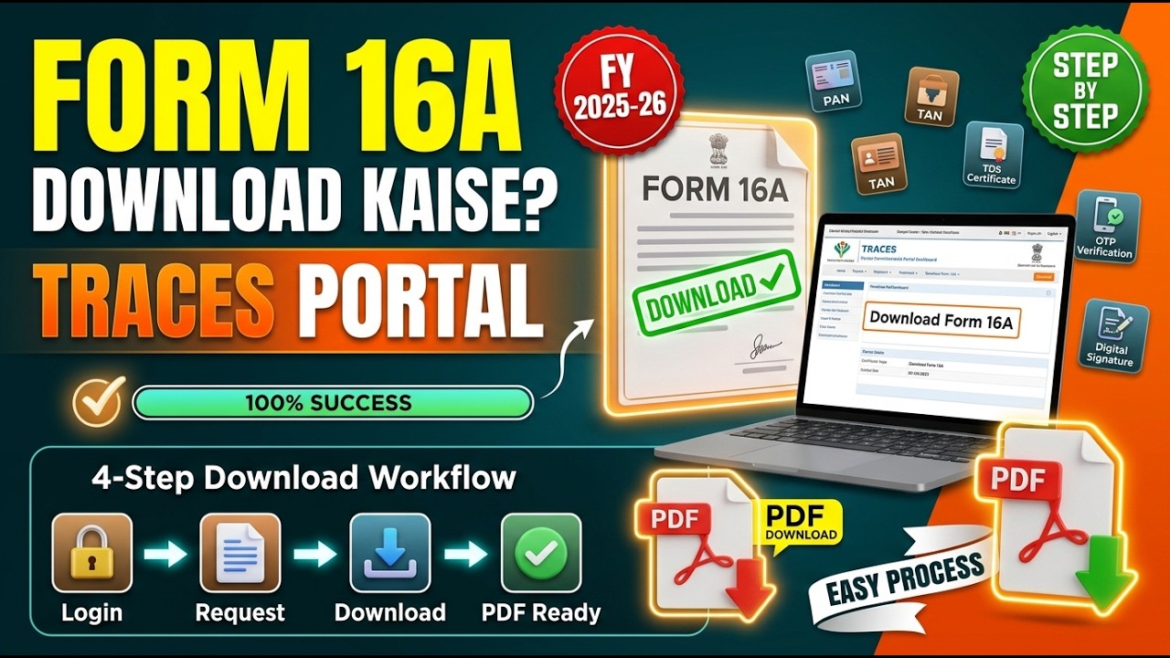 Form 16A Kaise Download Kare Online? | FY 2025-26 Complete Guide | TRACES Portal Step-by-Step