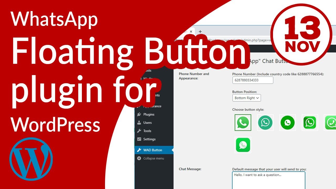 How to add WhatsApp chat button on your WordPress website with this WhatsApp Floating Button plugin