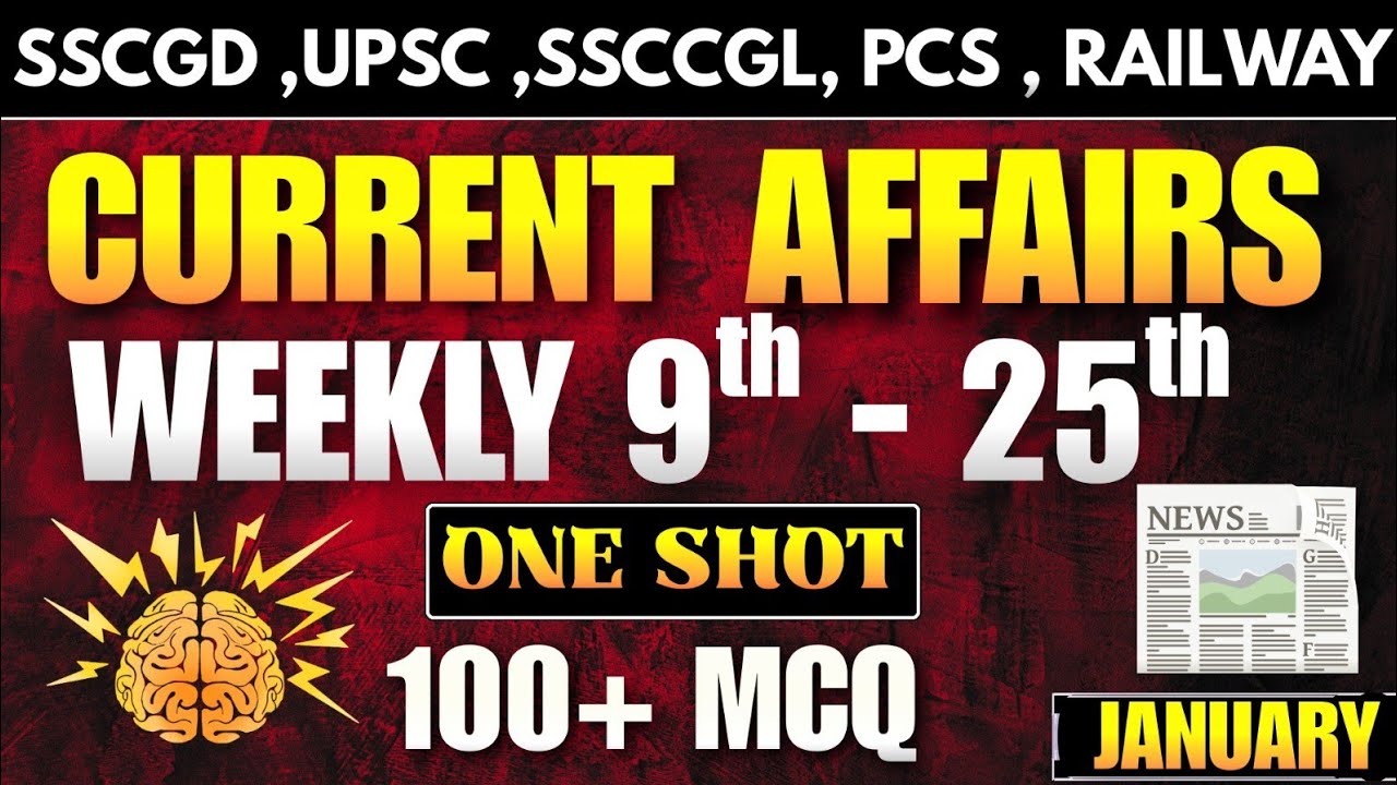 Weekly Current Affairs MCQ 9th - 25th January || Current Affairs MCQ GK DIA Coaching #currentaffairs