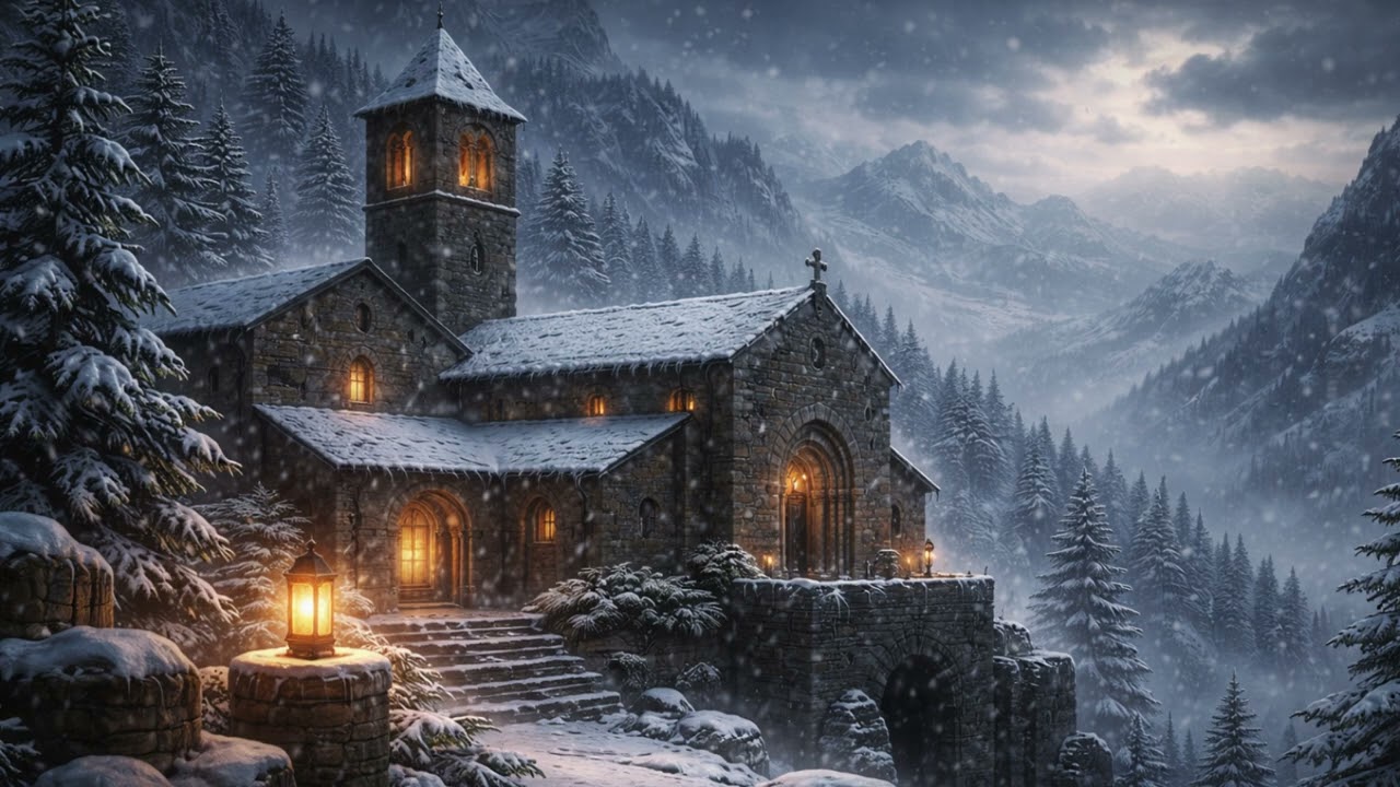 Snowy Mountain Monastery ⛰️❄️ 1 Hour Gregorian Ambient Study Music | Peaceful Medieval Winter