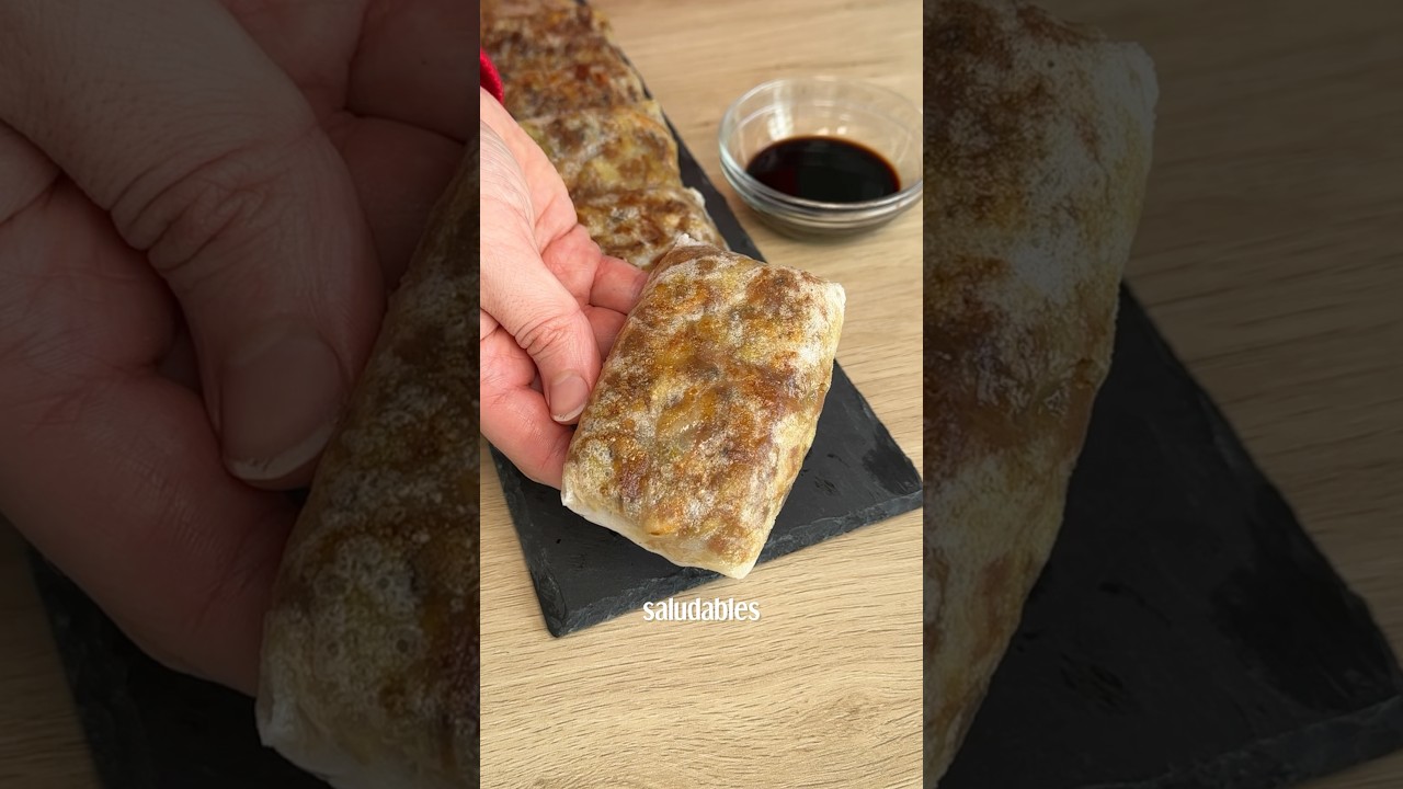 ROLLITOS CRUJIENTES con PAPEL DE ARROZ 🤤 #cenasaludable