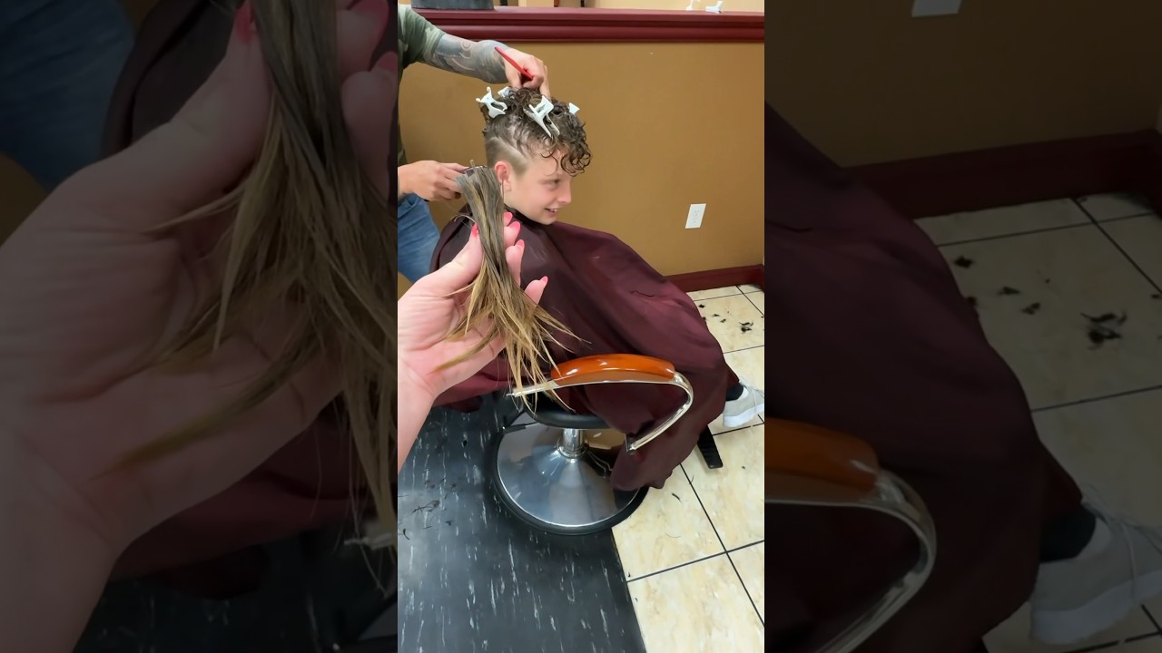 8 inches GONE! 😳 SHOCKING *new* haircut before middle school! His reaction 🥹 #confidence