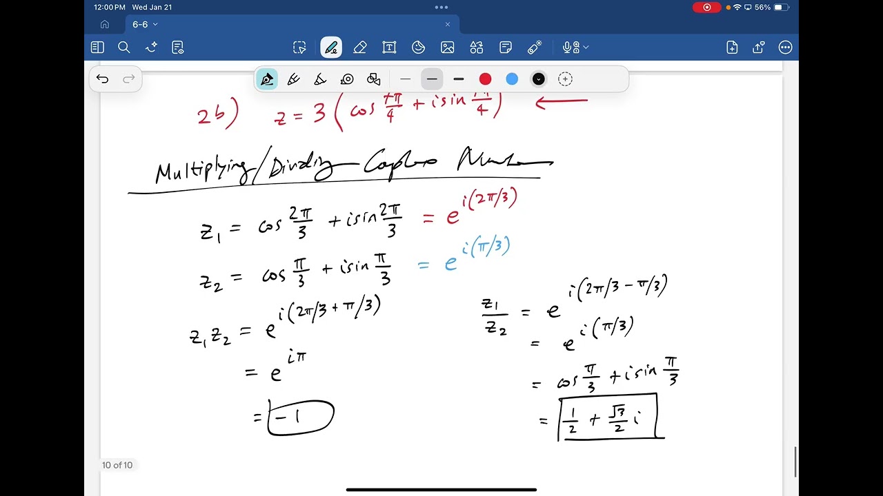 6-6 Euler's Formula, DeMoivre's Theorem, Complex Roots