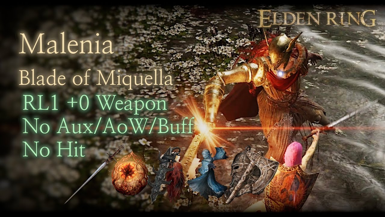 [Elden Ring] Malenia RL1 +0 No Aux/AoW/Buff/Hit (Cleanrot Knight's Sword, Base NG)