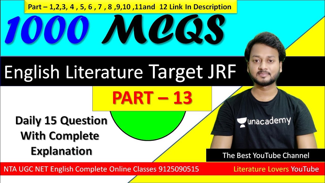 UGC NET/JRF English 1000 MCQs Mock Test Part - 13 By AKSRajveer Literature Lovers