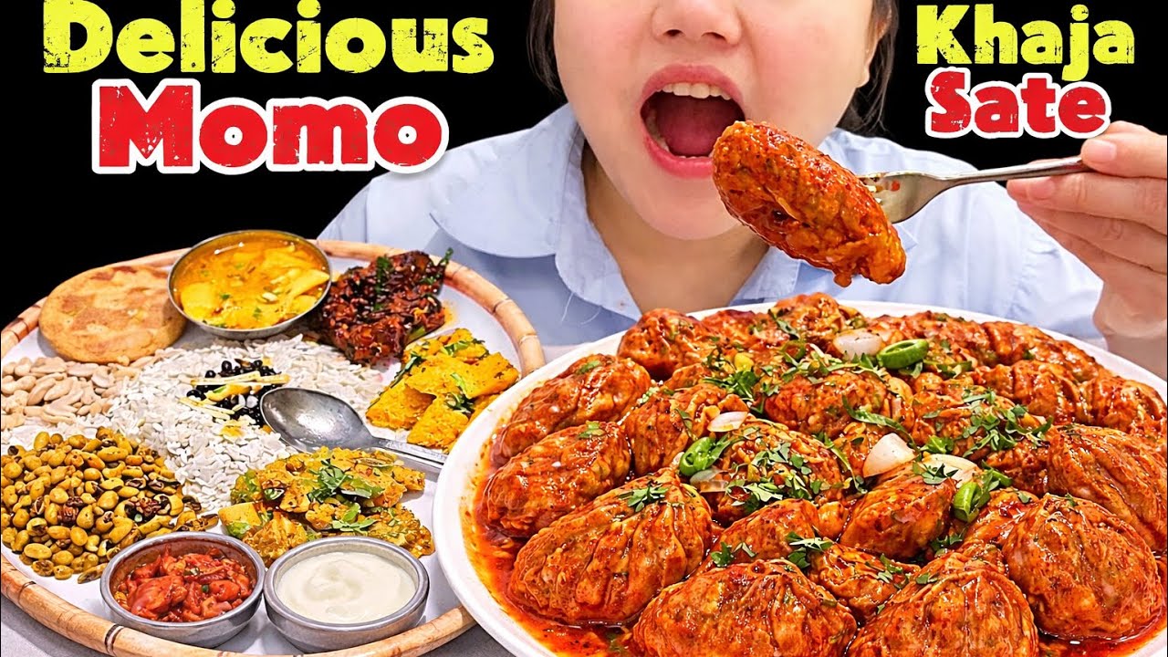 😱 Huge Spicy Momo Mukbang 🥟 | Delicious Nepali Khaja Set Eating Show 🔥