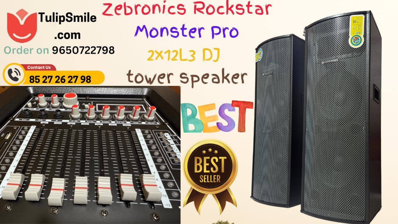 Zebronics Rockstar Zeb Monster Pro 2X12L3 300W DJ tower Speaker 2 0 Karaoke singing 12inch Best DJ