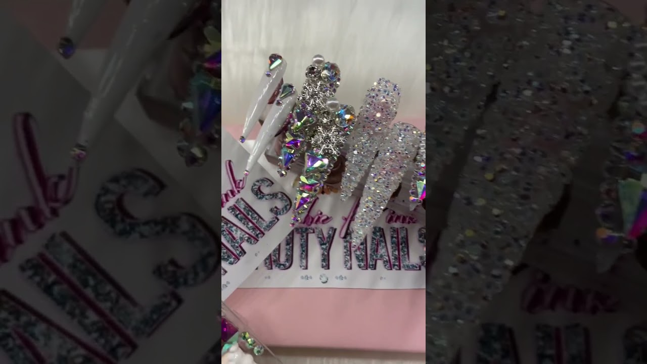 White diamond 💎 Nails w/Barbie Bling 💎 