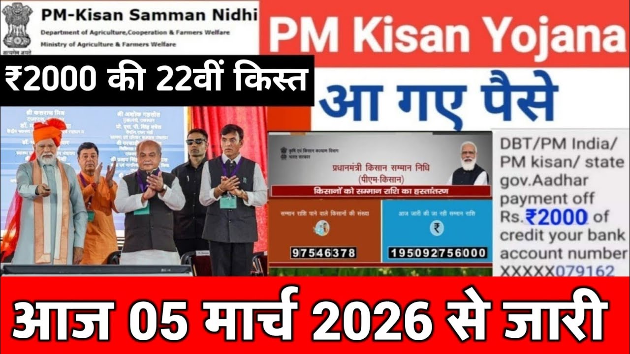प्रधानमंत्री किसान सम्मान निधि योजना 4000₹ की किस्त | pmkisan Samman Nidhi Yojana 22th kist