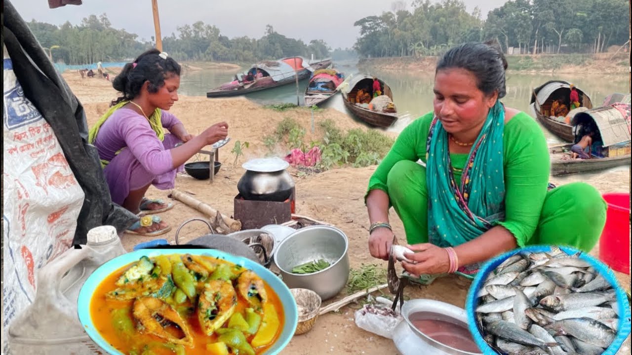 নদীর পাড়ে সুন্দরী বেদে মেয়ের ইলিশ মাছ রান্না যা দেখে অবাক হবেন আপনি \#food #villagefoodie #cooking