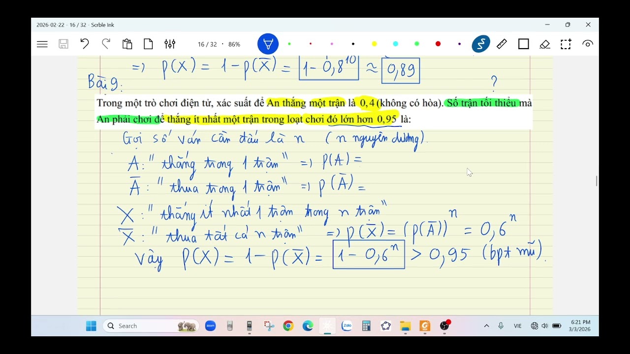 11B2 Video bài giảng: đại số Thứ Ba  (3/3/2026 ) - các quy tắc tính xác suất buổi 3 Phần 2