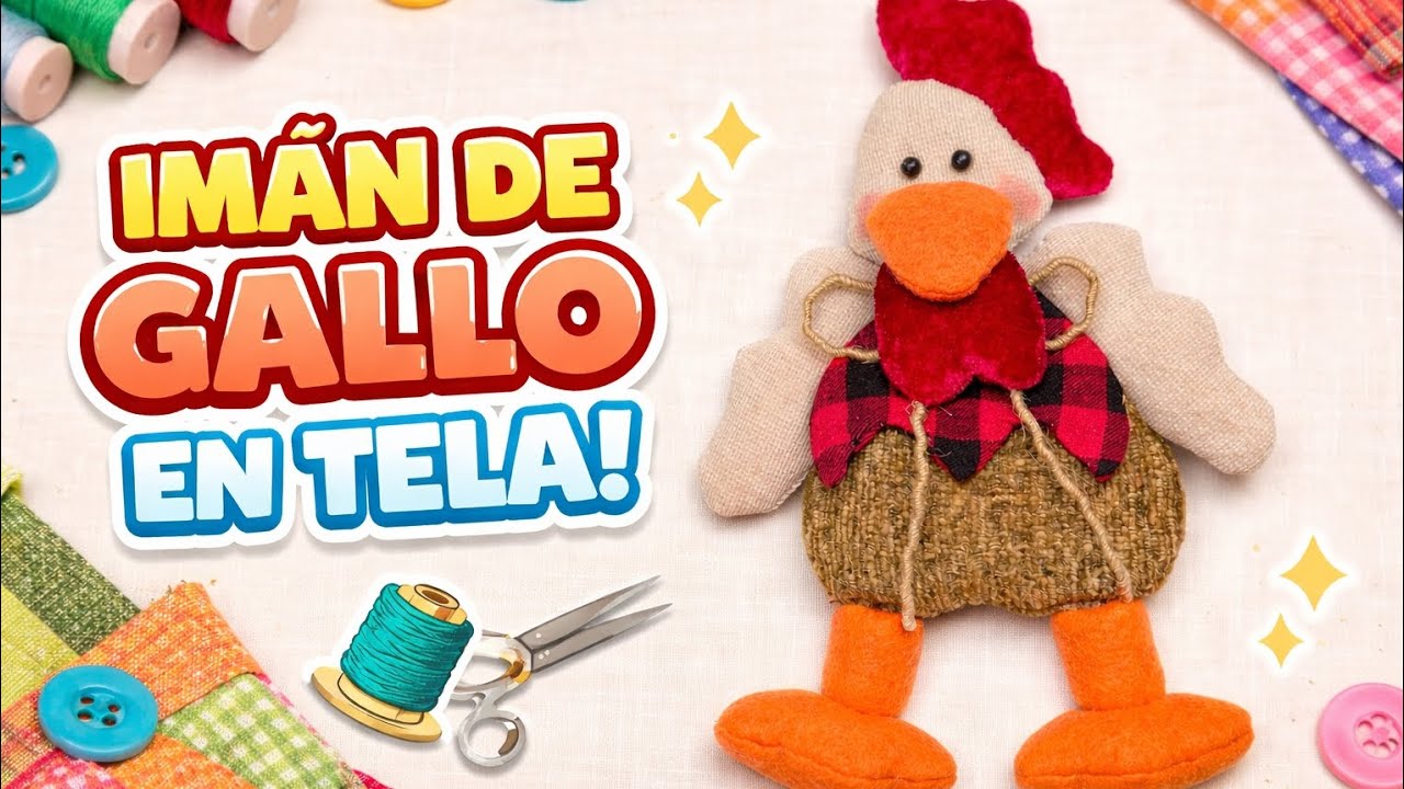 ¡Mira este IMÁN de GALLO en TELA! 🐓😍 Fácil, Rápido y Económico 🩵 paso a paso
