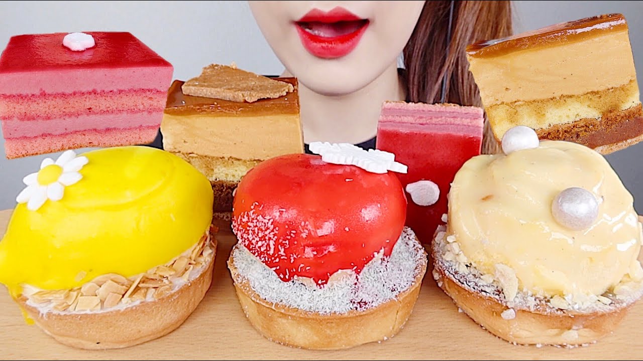 ASMR MOUSSE CAKE, TART MUKBANG 무스 케이크, 타르트 먹방 eating sounds