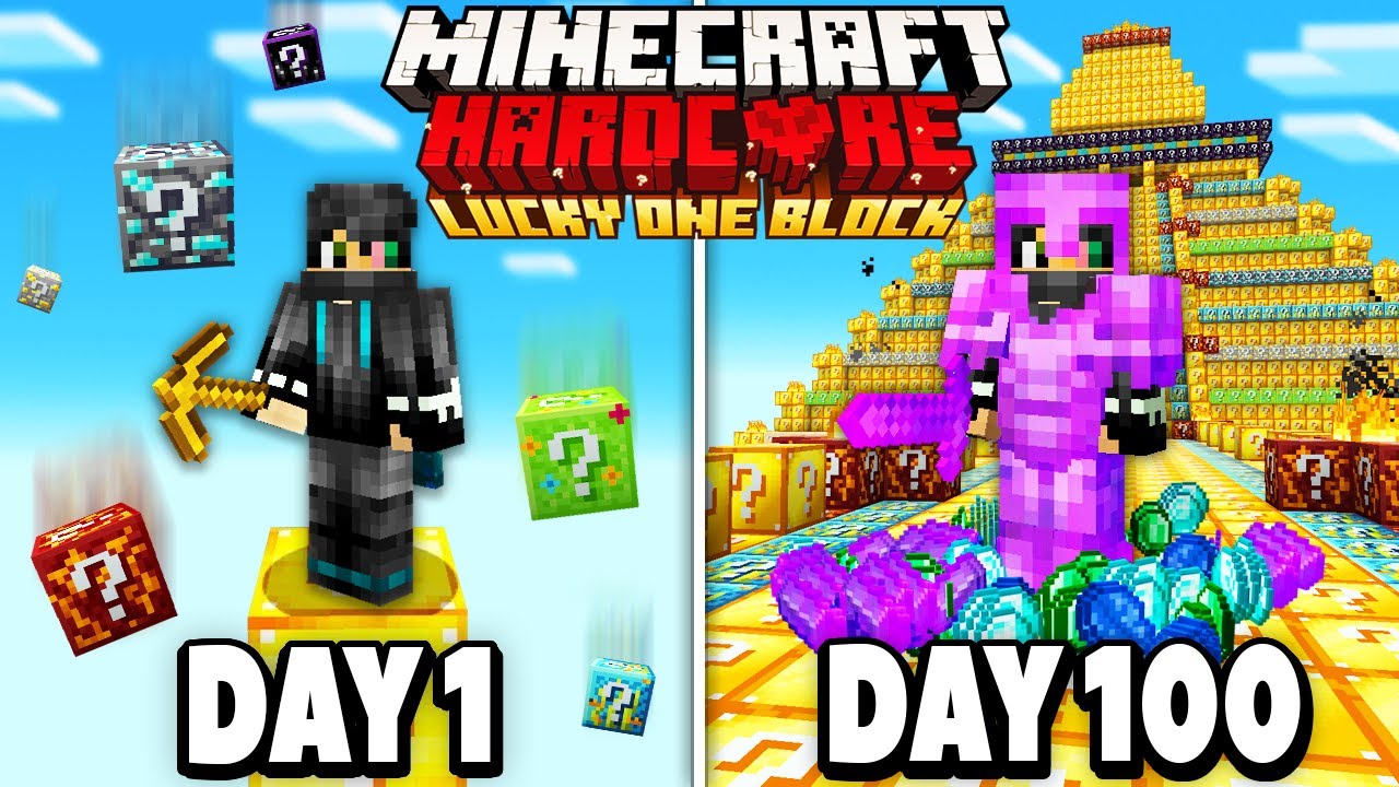 I Survived 100 Days on ONE LUCKY BLOCK in Hardcore Minecraft..