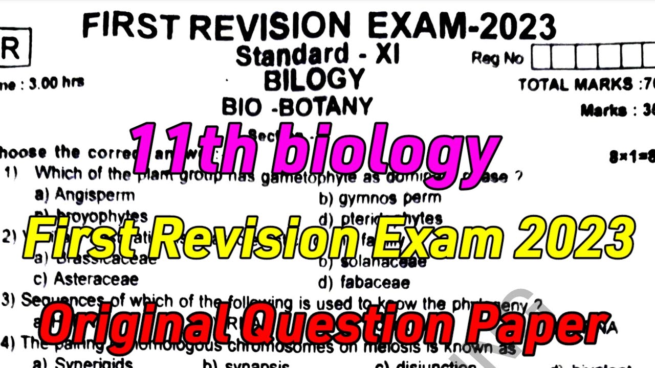 11th biology First Revision Exam 2023 original Questionpaper pdf-11th biology Firstrevision Question
